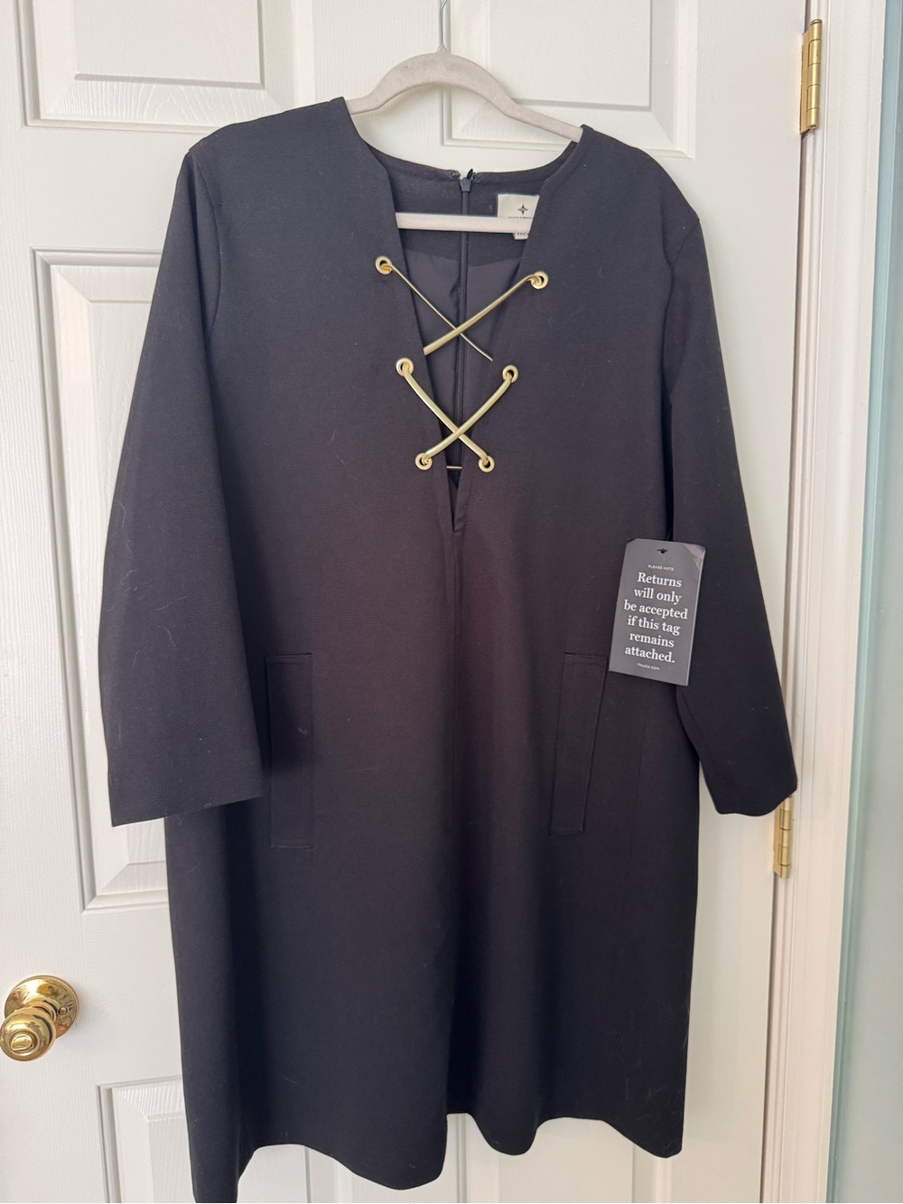 Tuckernuck Black Lace-Up Shift  Dress